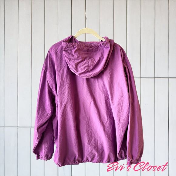 HOM  Jacket Mens, Purple Wind Breaker Pullover Front Side Pockets Hooded - Picture 2 of 14